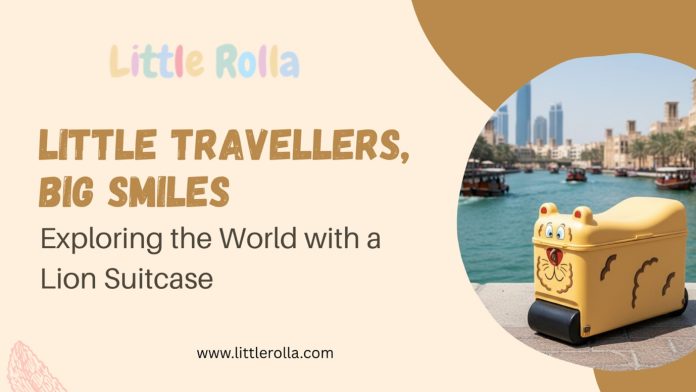 kids ride on a suitcase